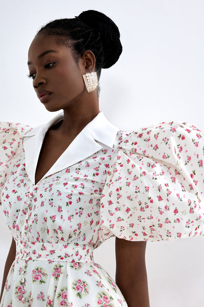 Dress with a satin collar