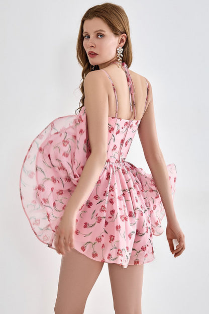 Floral Sculpted Corset Romper