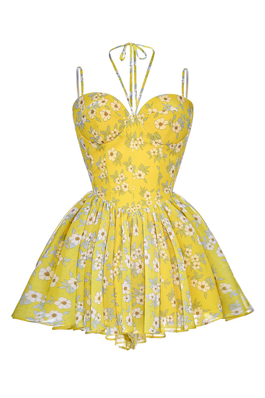 Floral Sculpted Corset Romper
