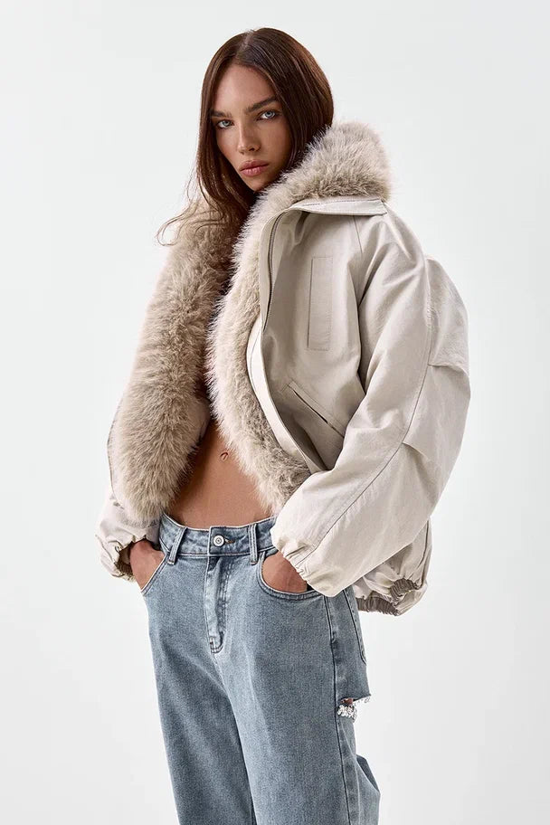 Jacket with Faux Fur Trim