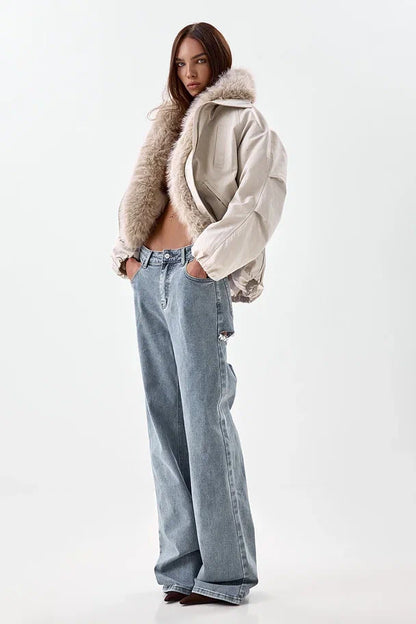 Jacket with Faux Fur Trim