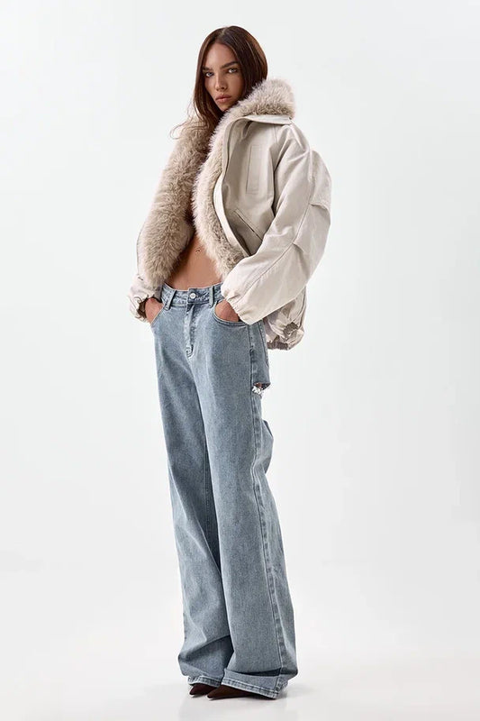 Jacket with Faux Fur Trim