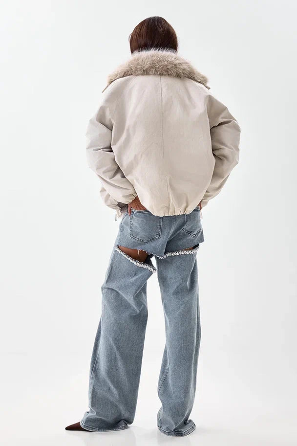 Jacket with Faux Fur Trim