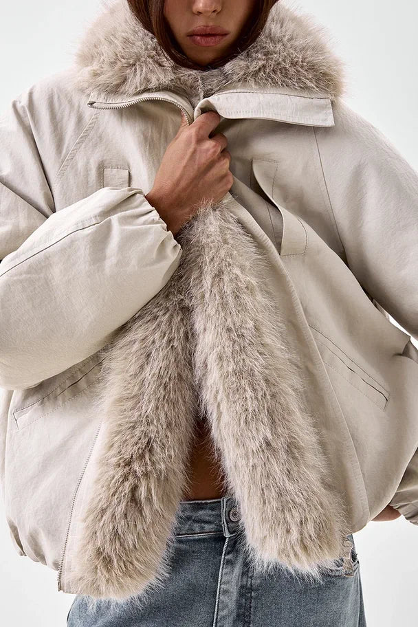Jacket with Faux Fur Trim