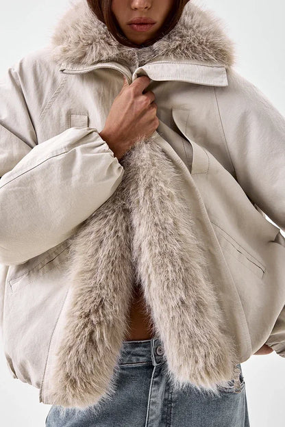 Jacket with Faux Fur Trim