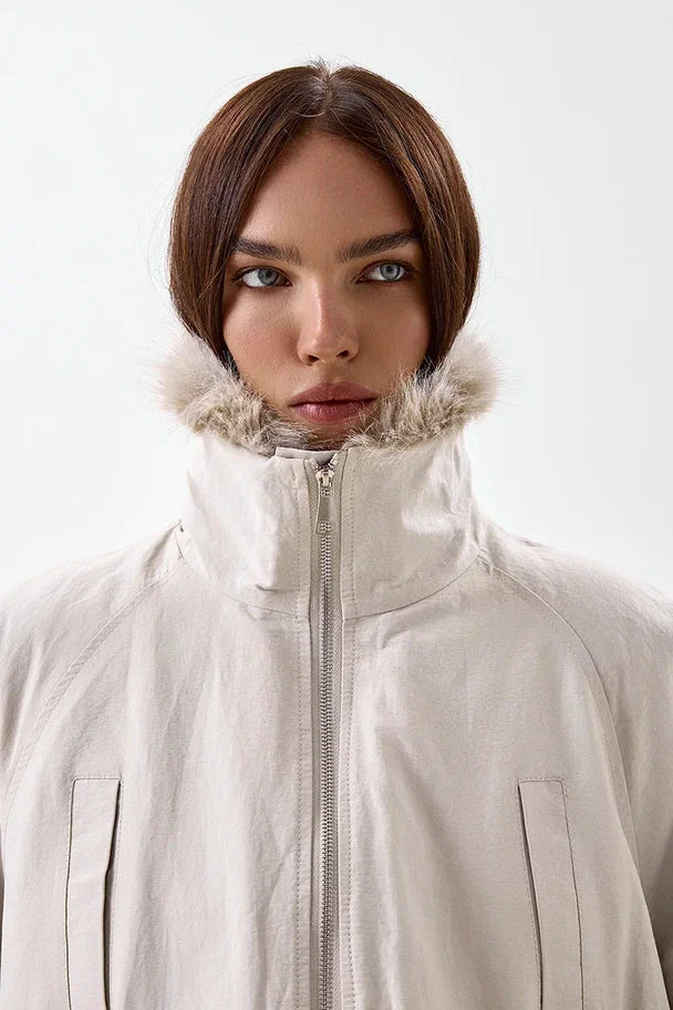 Jacket with Faux Fur Trim