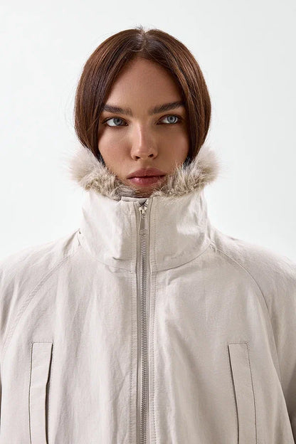 Jacket with Faux Fur Trim