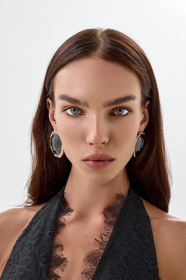 Earrings with Decorative Insert