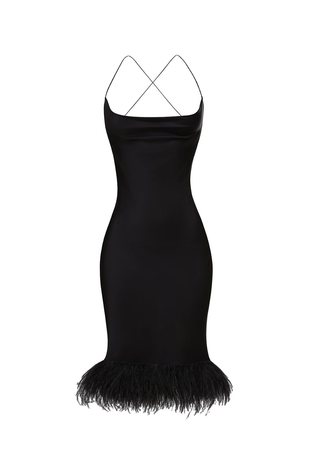 Feathered satin dress