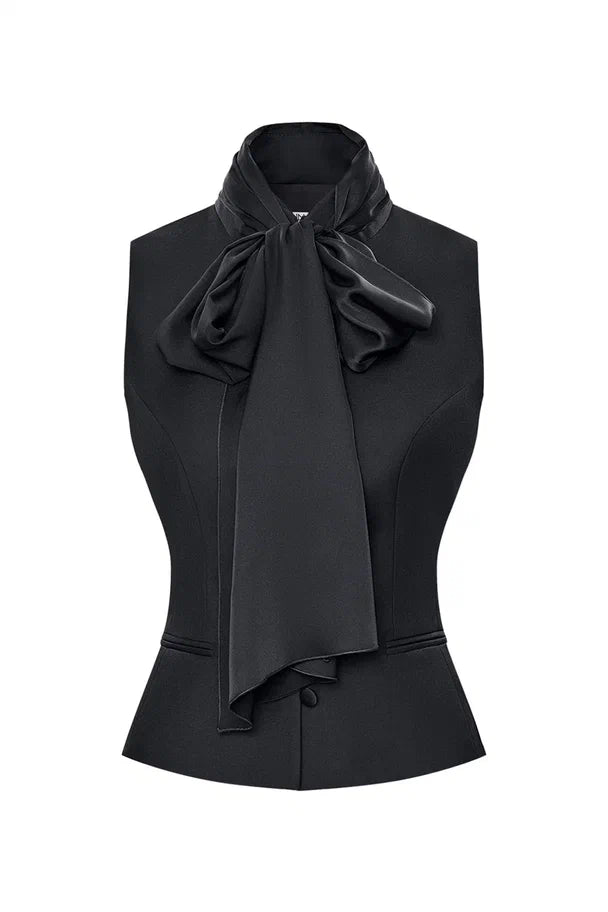 Fitted Waistcoat with Bow Detail