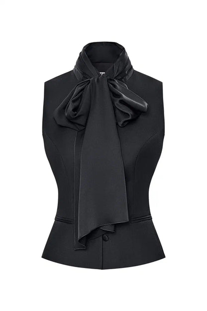 Fitted Waistcoat with Bow Detail