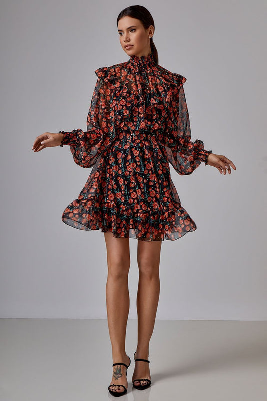 Belted Ruffle Mini Dress