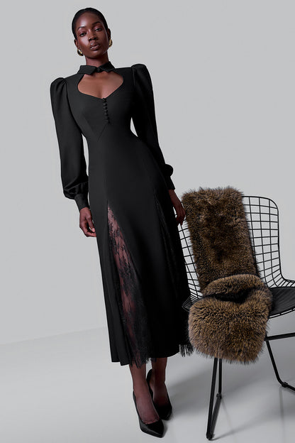 Midi Dress with Lace Insert