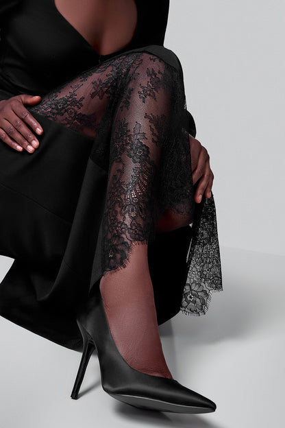 Midi Dress with Lace Insert