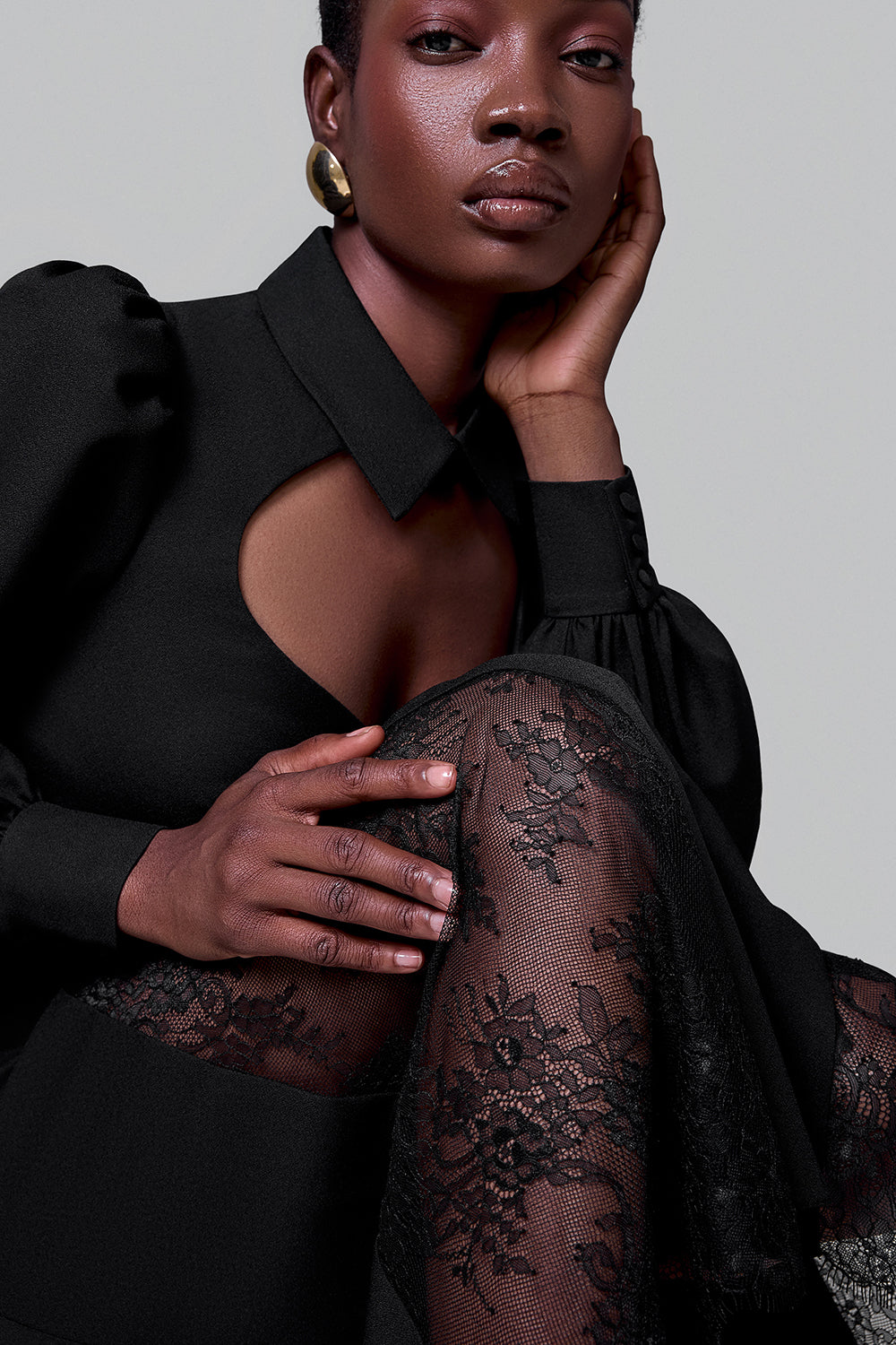 Midi Dress with Lace Insert