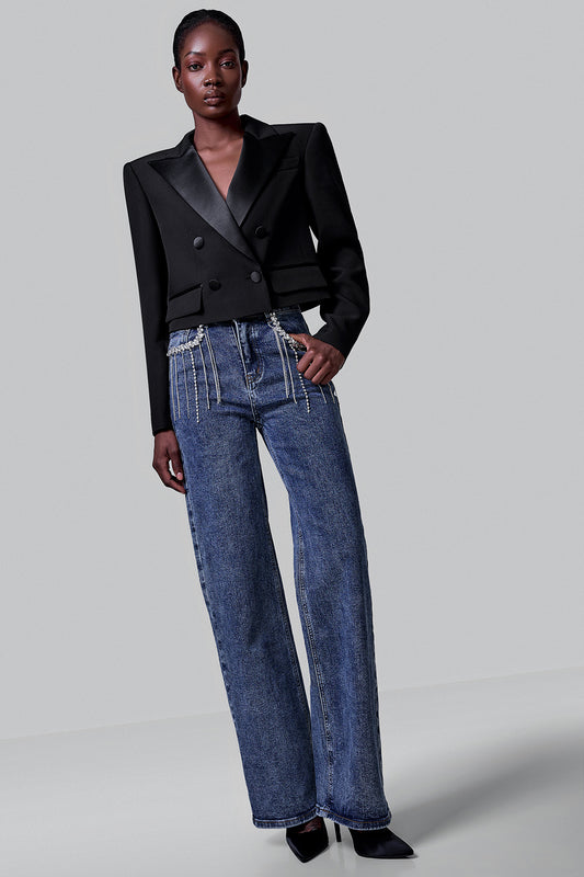 Jeans with Decorative Rhinestones