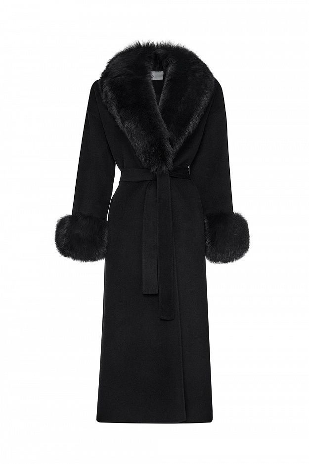 100% Wool Coat with Detachable Arctic Fox Fur