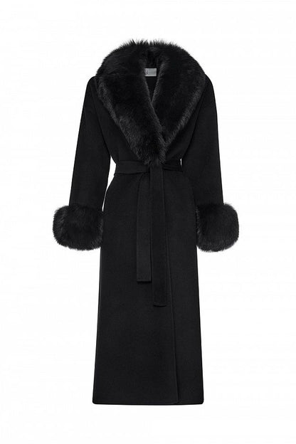 100% Wool Coat with Detachable Arctic Fox Fur