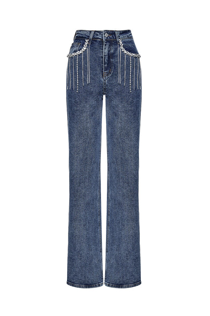 Jeans with Decorative Rhinestones