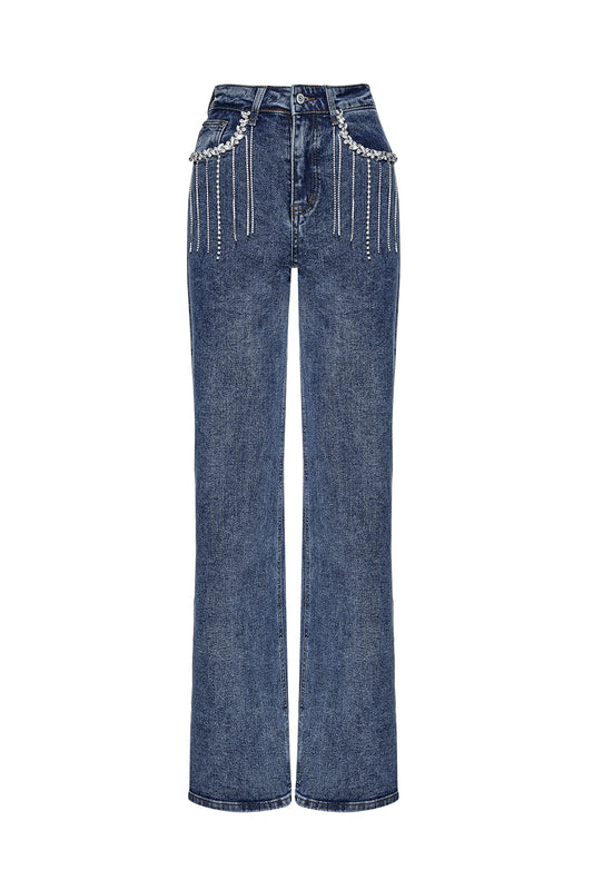 Jeans with Decorative Rhinestones