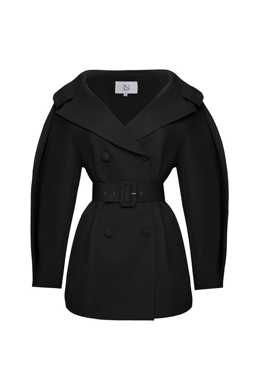 Belted Off-Shoulder Blazer