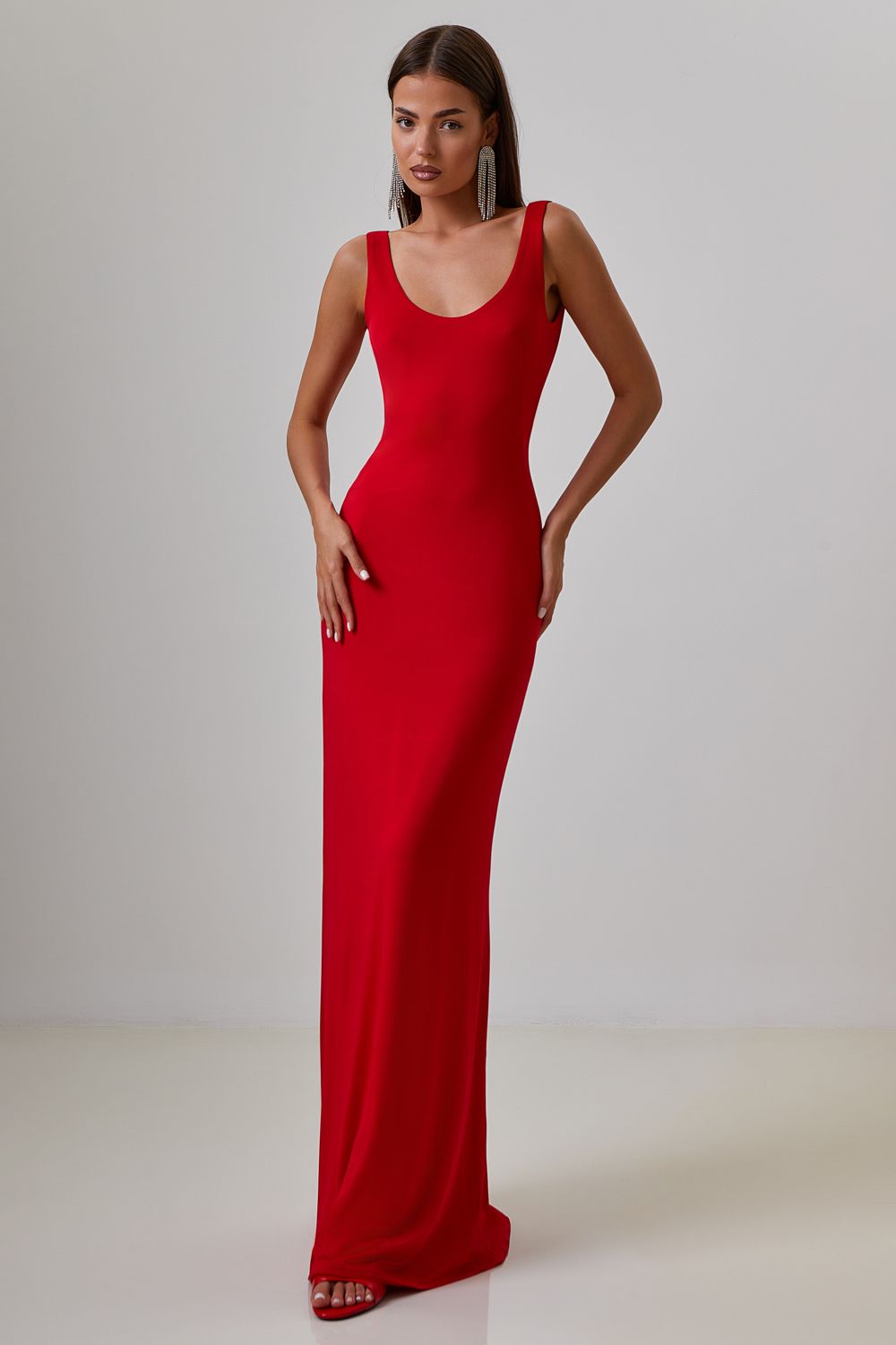 Dress with drapery on the back