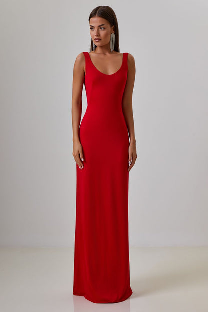 Dress with drapery on the back