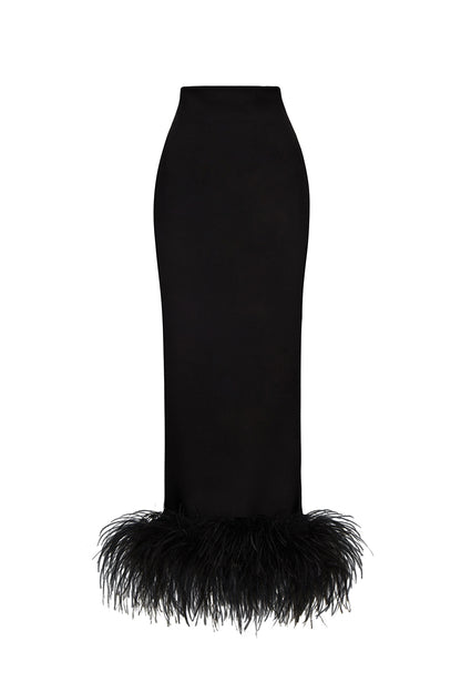 Feather pencil skirt