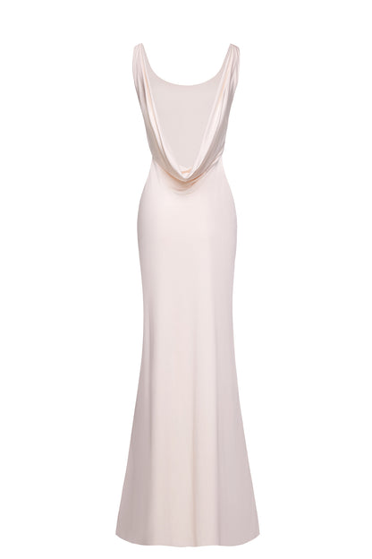 Dress with drapery on the back
