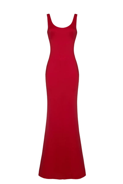 Dress with drapery on the back
