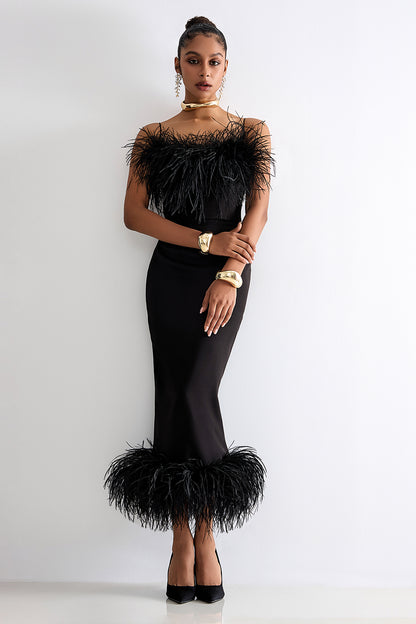 Feather pencil skirt