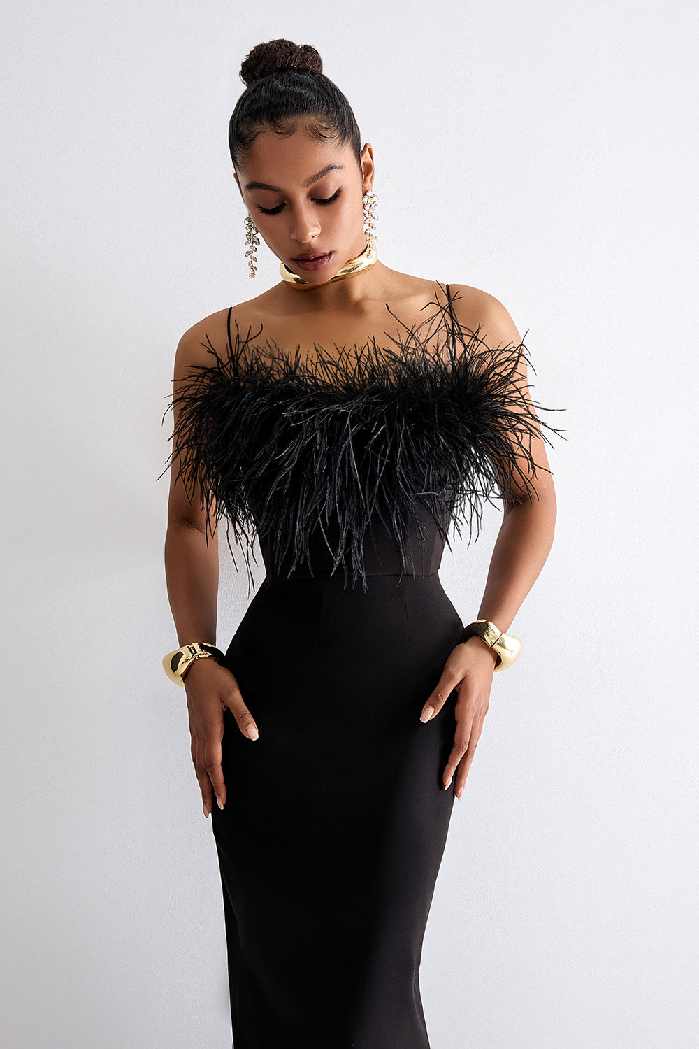 Feather pencil skirt