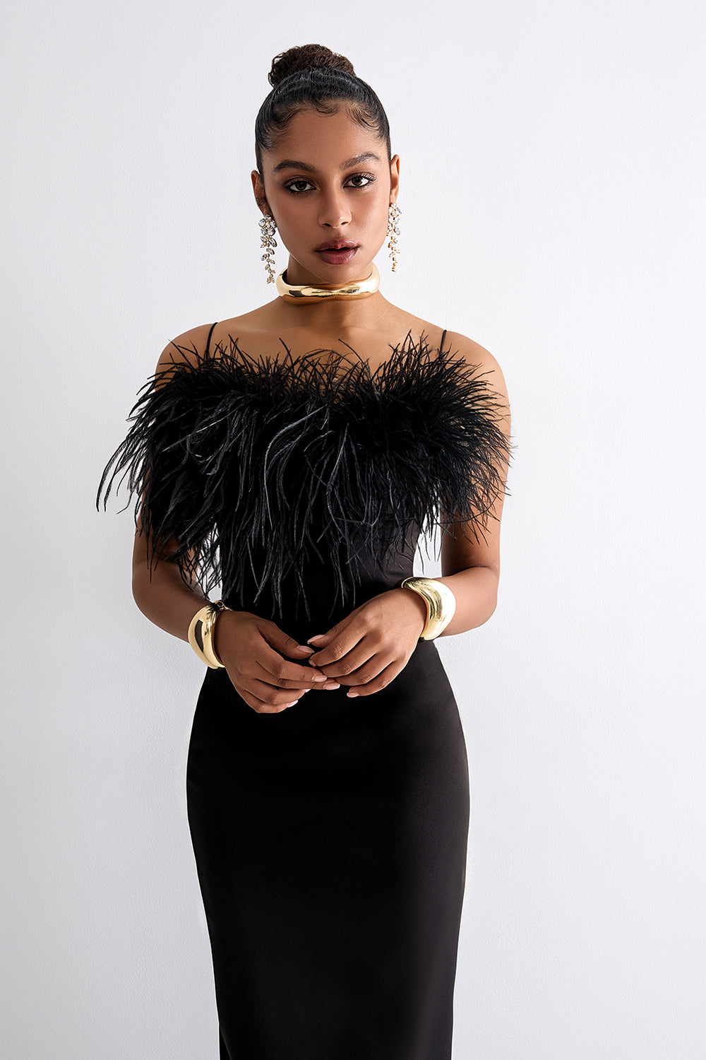 Ostrich feathers crop top