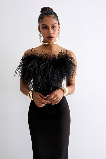 Ostrich feathers crop top