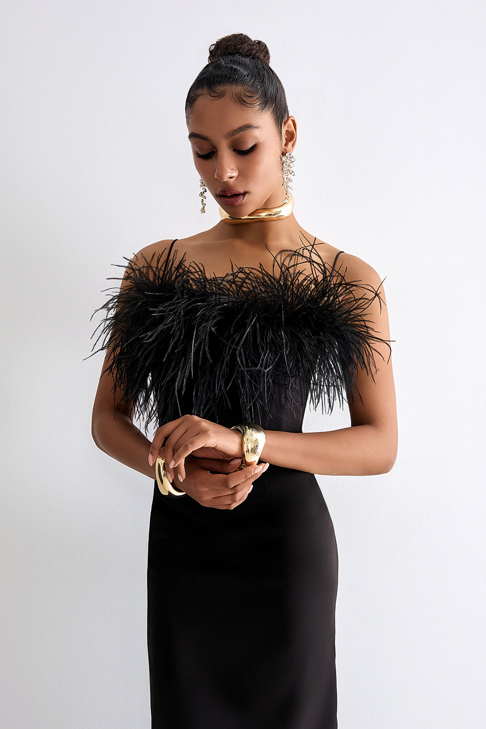 Ostrich feathers crop top