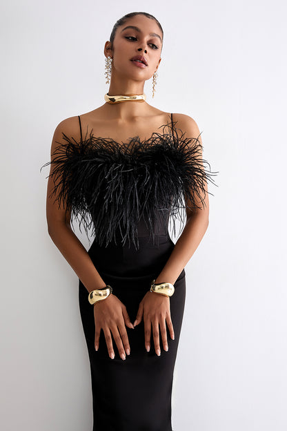 Ostrich feathers crop top