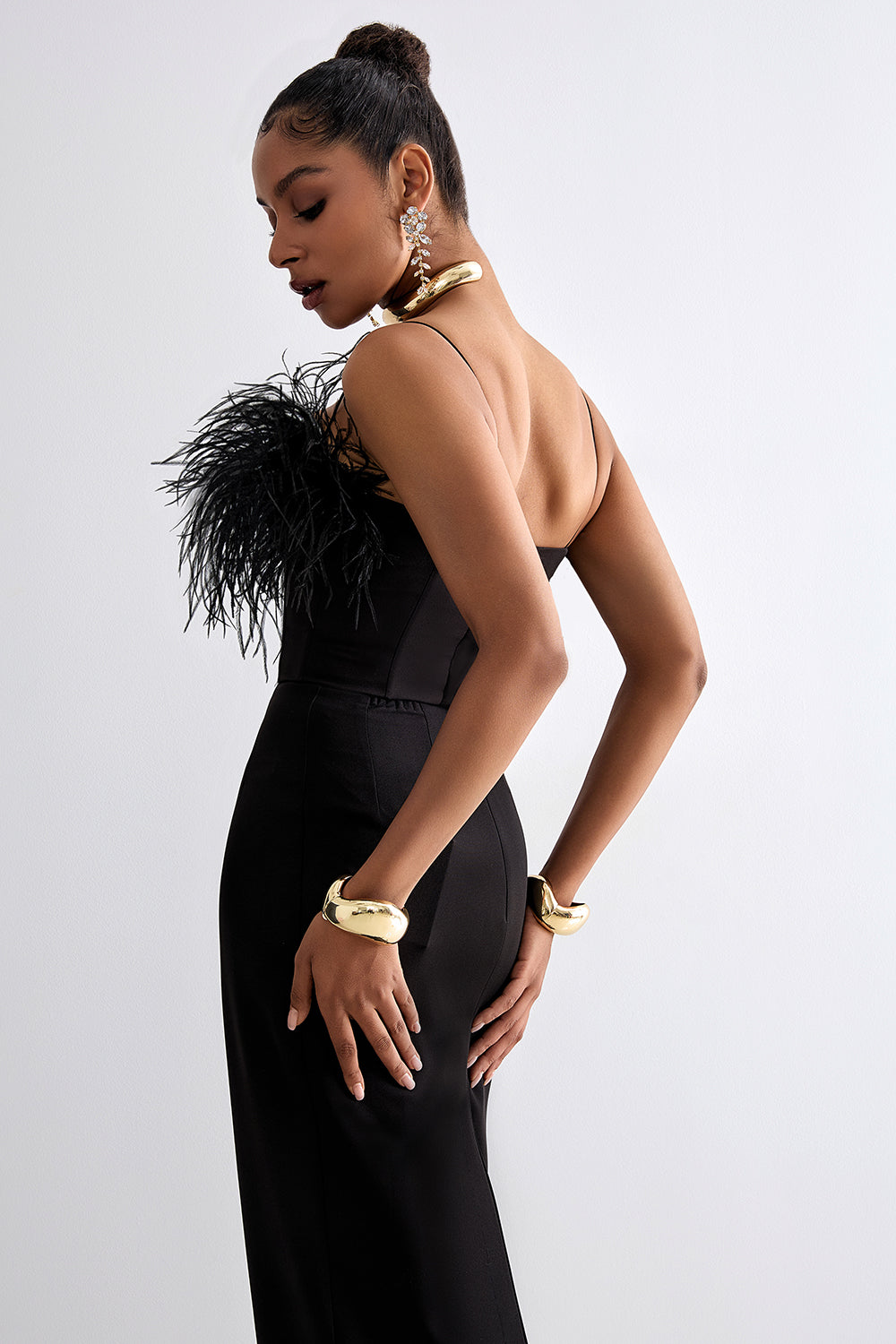 Ostrich feathers crop top