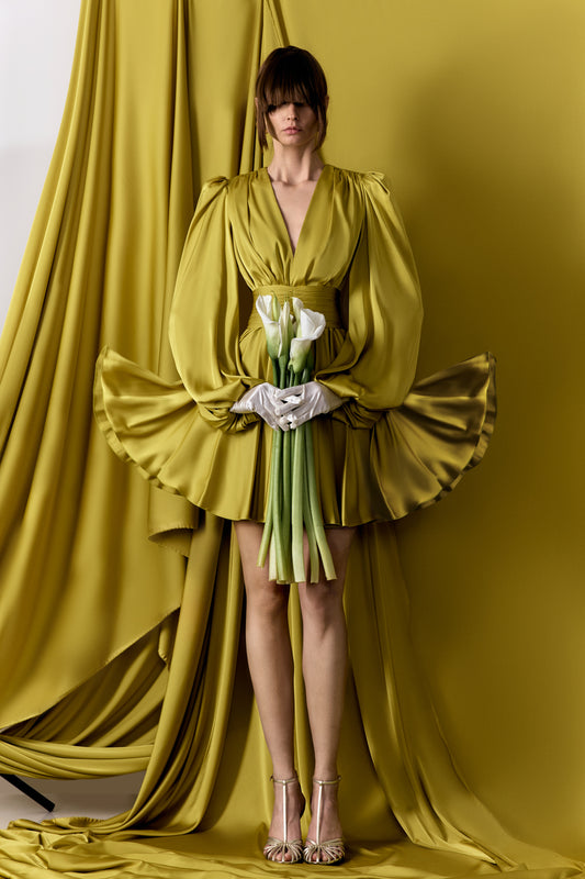 Puff Satin Mini Dress