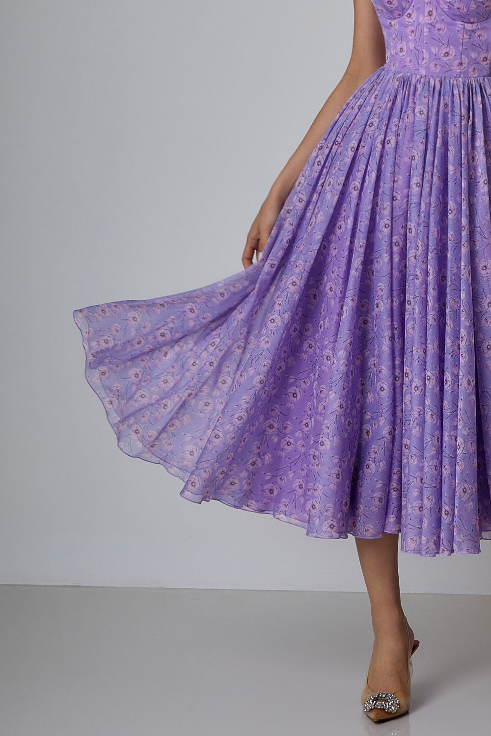Dress with a corset top and a sun skirt