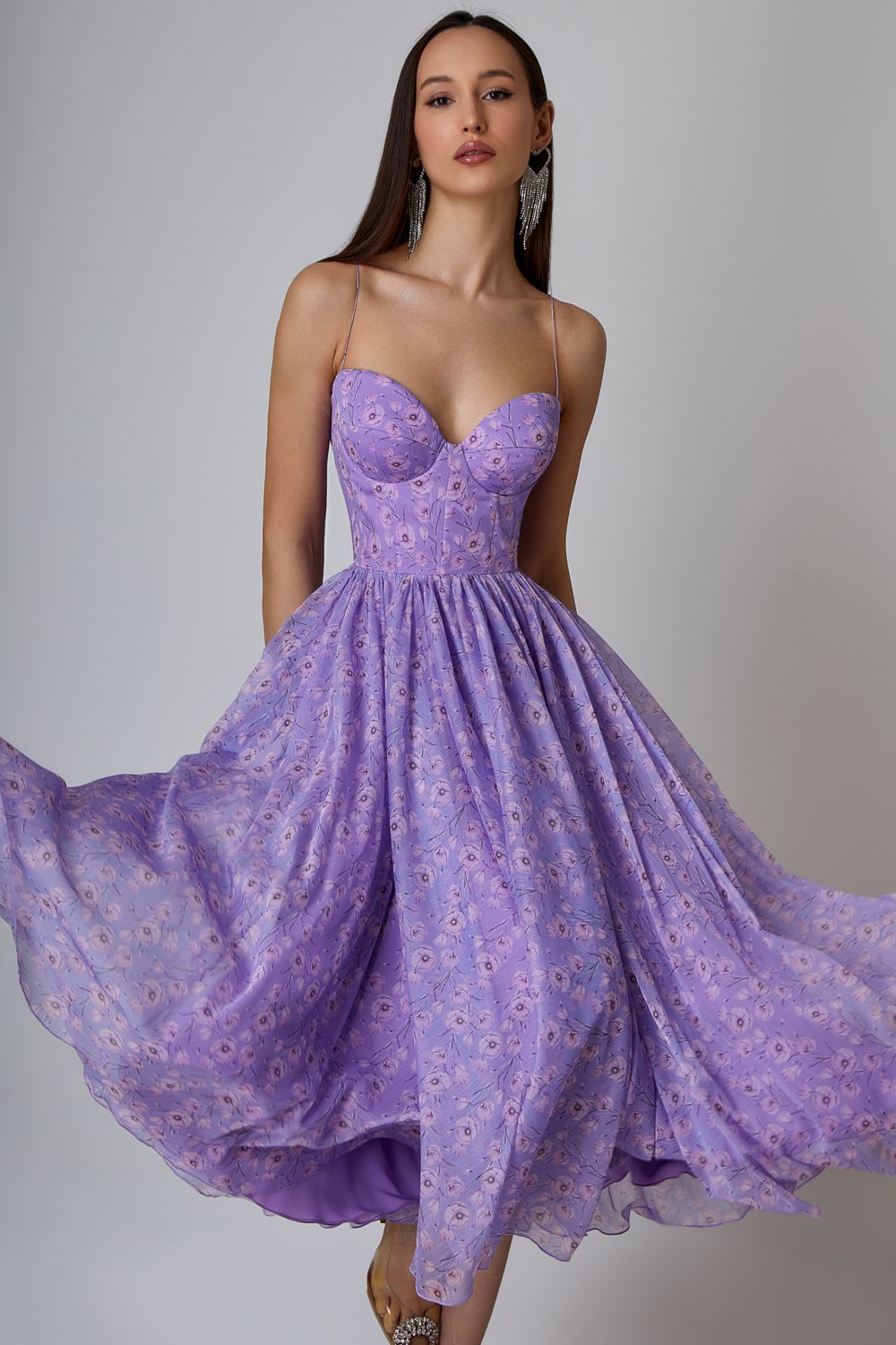 Dress with a corset top and a sun skirt