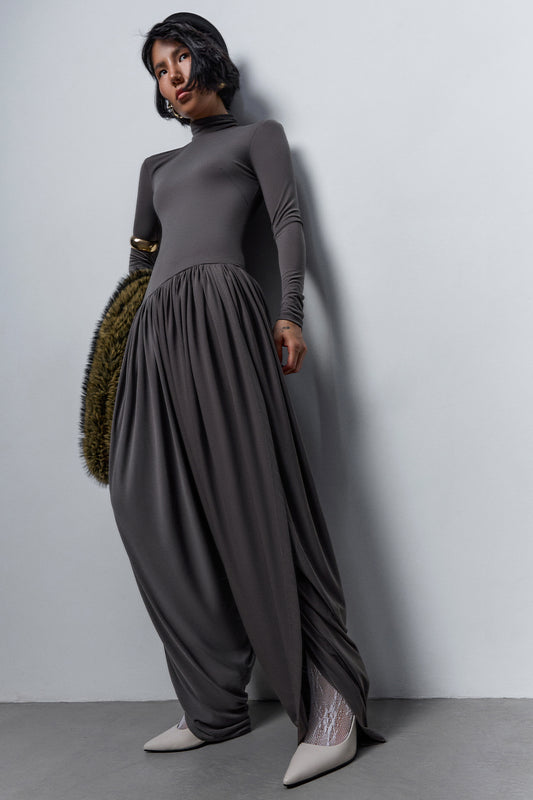 Draped High-Neck Jumpsuit