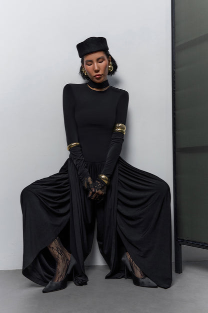 Draped High-Neck Jumpsuit