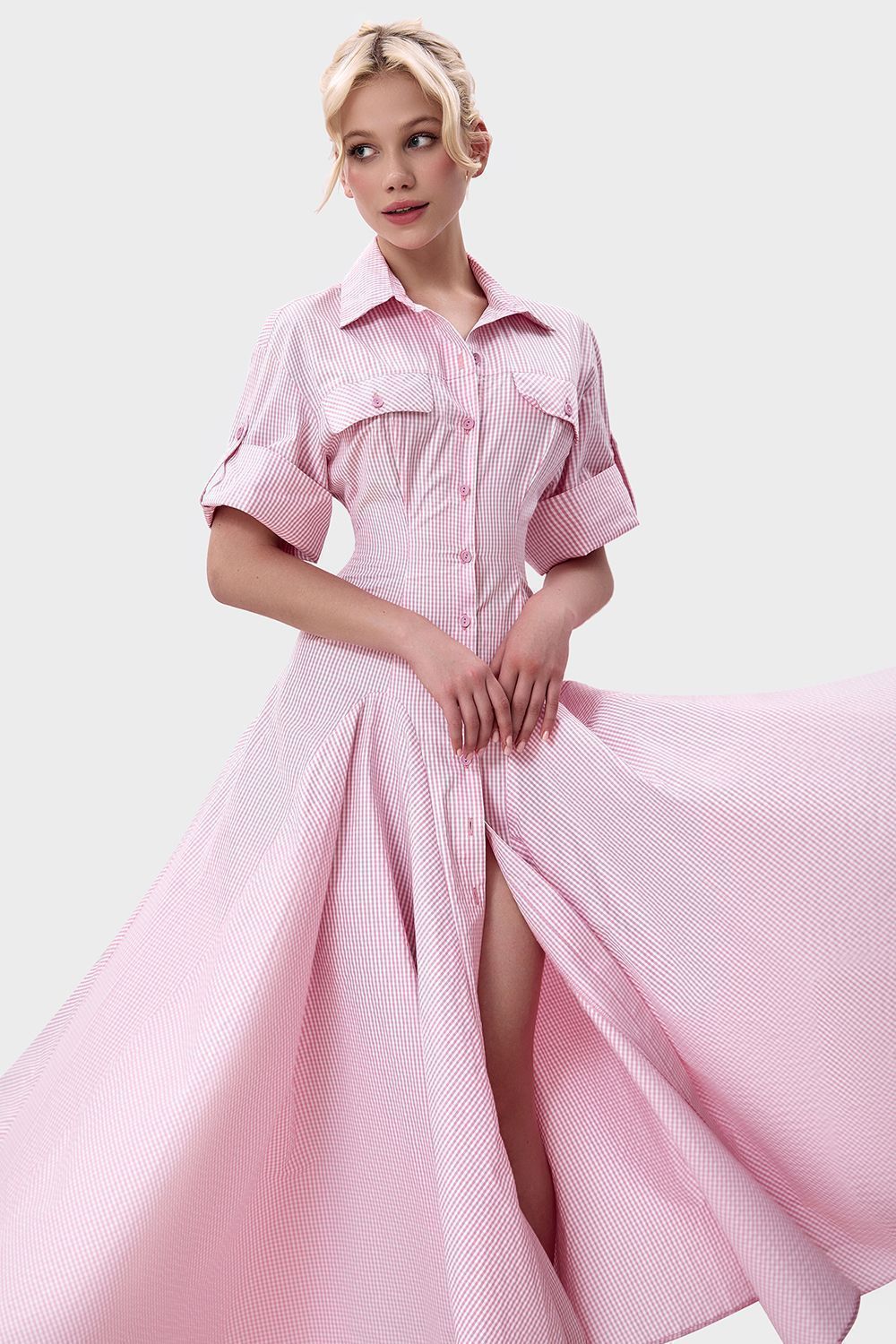 Cotton Midi Shirt Dress