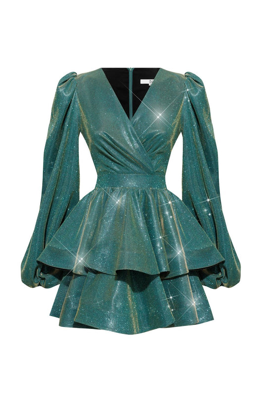 Dress with flounces
