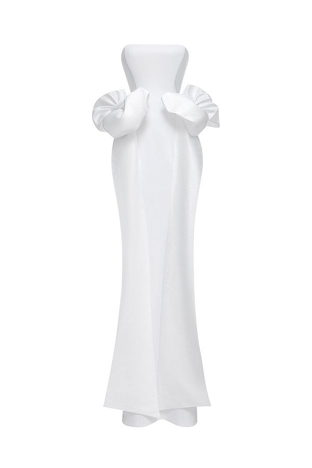 Sculpted Gown with Removable Bows