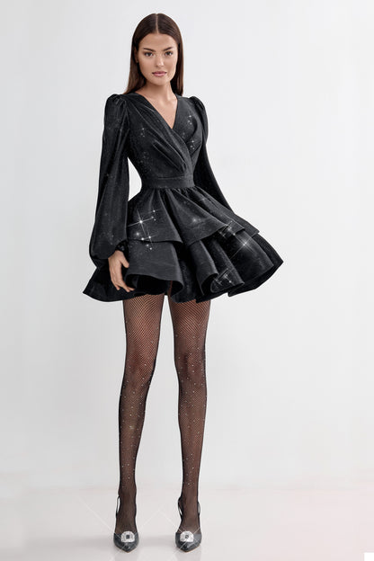 Dress with flounces