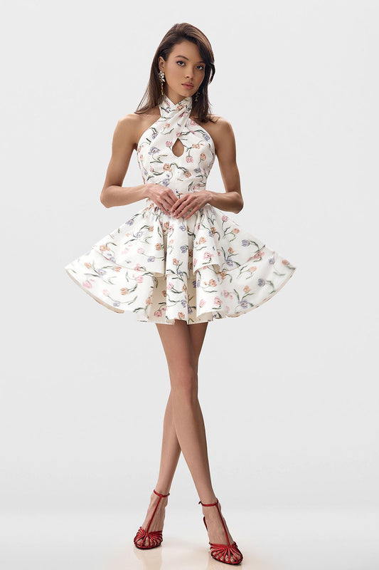 Cross-Neck Cotton Dress