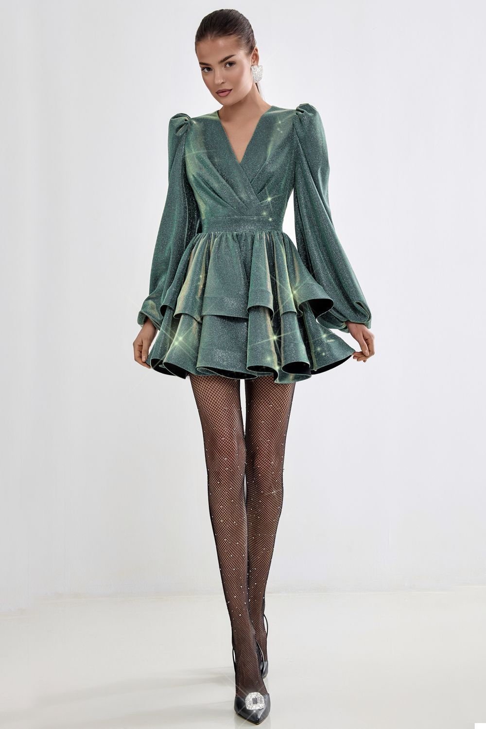 Dress with flounces