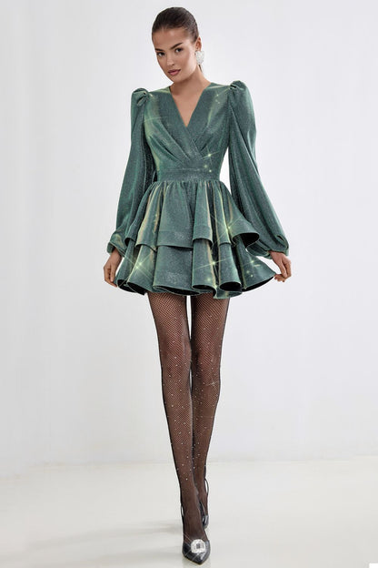 Dress with flounces