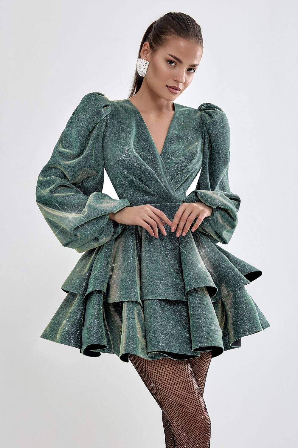 Dress with flounces